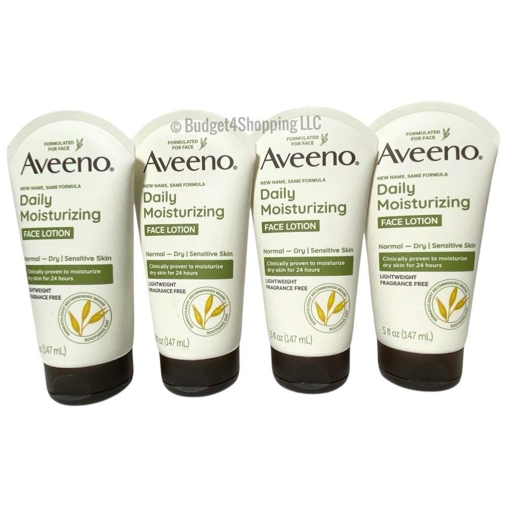 Aveeno Daily Moisturizing Face Lotion For Normal-Dry 5 Fl oz, Pack of 4